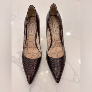 Jones of New York 7 1/2 pumps chocolate brown snake pattern gently worn